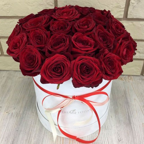 Купить на заказ 31 красная роза в коробке с доставкой в Темиртау