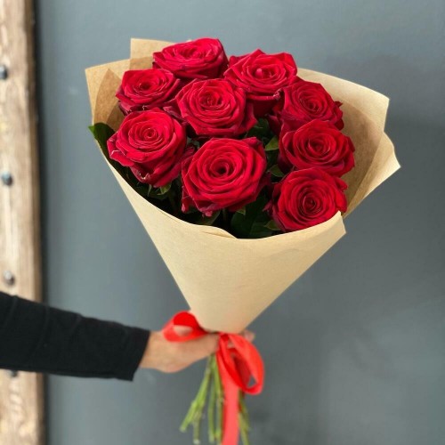 Купить на заказ Букет из 9 красных роз с доставкой в Темиртау