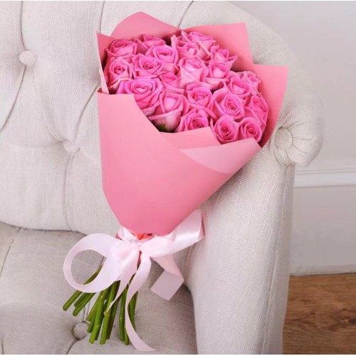Купить на заказ Букет из 21 розовой розы с доставкой в Темиртау